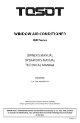 Tosot WAT Series Owner's Manual