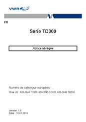 VWR TD300 Series Quick Reference Manual