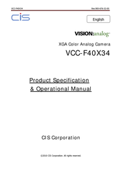 CIS VISION analog VCC-F40X34 Product Specification & Operational Manual