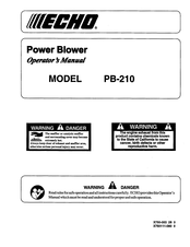 Echo PB-210 Operator's Manual
