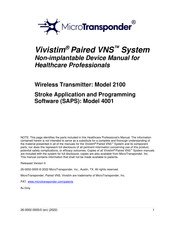 MicroTransponder Vivistim Paired VNS System Manual