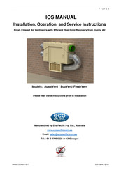 Eco Pacific EcoVent Installation, Operation And Service Instructions