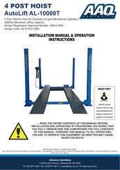AAQ AutoLift AL-10000T Installation Manual & Operation Instructions