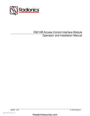 Radionics D9210B Operation And Installation Manual