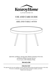 Kenroy Home ABEL 47030 Use And Care Manual