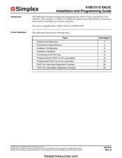 Simplex 4100-3115 XALIC Installation And Programming Manual