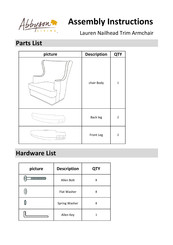Abbyson Lauren Nailhead Trim Armchair HS-SF-155 Assembly Instructions