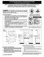 Crosley CRG3110KWBA Installation Instructions Manual