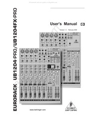 Behringer EURORACK UB1204-PRO User Manual