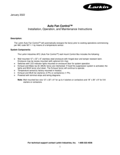 Larkin Auto Fan Control Installation, Operation And Maintenance Instructions