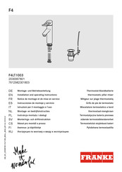 Franke F4LT1003 Installation And Operating Instructions Manual