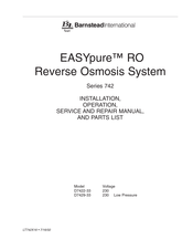 Barnstead EASYpure RO D7429-33 Manual