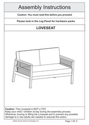 overstock LOVE SEAT Assembly Instructions Manual