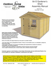 Outdoor living today 8x12 Gardener's Shed Assembly Manual