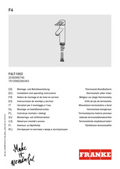 Franke F4LT1002 Installation And Operating Instructions Manual