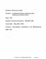 Northern Telecom IMAGINATION QSQM450 General Description, Installation And Maintenance