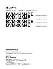 Sony TRINITRON BVM-20M4E Operation & Maintence Manual