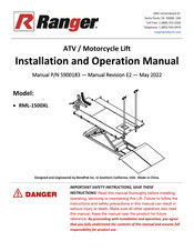 Ranger RML-1500XL Installation And Operation Manual