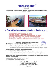 DockCraft The DockSider 100 Series Assembly, Installation And Operating Instructions