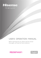Hisense RB296F4AW1 User's Operation Manual