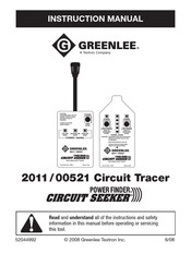 Textron POWER FINDER CIRCUIT SEEKER GREENLEE 2011/00521 Instruction Manual