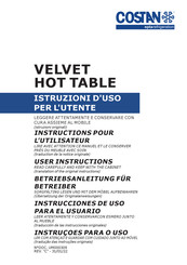 Costan VELVET HOT TABLE User Instructions