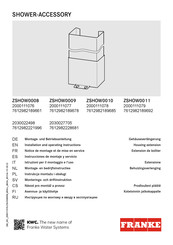 Franke ZSHOW0011 Installation And Operating Instructions Manual