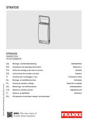 Franke STRATOS STRX605E Installation And Operating Instructions Manual