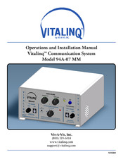 VIS-A-VIS Vitalinq 94A-07 MM Operation And Installation Manual
