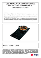 allpa PT1358 Use, Installation And Maintenance Instructions