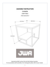 JWA CHINON 68717 Assembly Instruction Manual