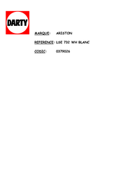 Ariston ISE 732 Instructions For Installation And Use Manual