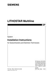 Siemens LITHOSTAR Multiline Installation Instructions Manual