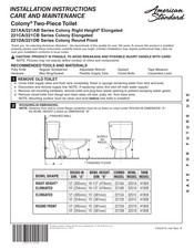 American Standard Colony 221DA Series Installation Instructions Care And Maintenance