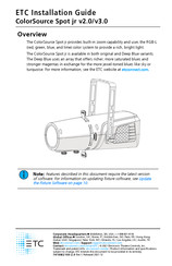 ETC ColorSource Spot jr v2.0 Installation Manual