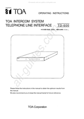 Toa TD-600 Operating Instructions Manual