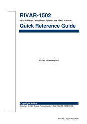 Avalue Technology RIVAR-1502 Quick Reference Manual