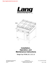 Star Lang RT36B Installation, Operation And Maintenance Instructions
