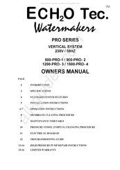 ECH2O Tec. Watermakers 500-PRO-1 Owner's Manual