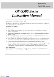 TDK-Lambda GWS 500 Series Instruction Manual