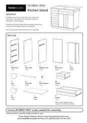 Homestyles 20 08001 0942 Quick Start Manual