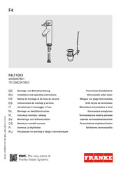 Franke 2030067801 Installation And Operating Instructions Manual