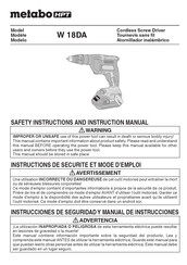 Metabo HPT W 18DA Safety Instructions And Instruction Manual