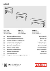 Franke 2000100360 Installation And Operating Instructions Manual