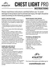 Avanto Lifestyle CHEST LIGHT PRO Instructions