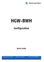 SIGMATEK BWH Configuration