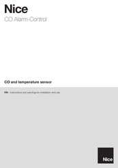 Nice CO Alarm-Control Instructions And Warnings For Installation And Use