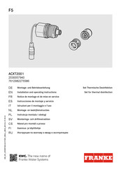 Franke 2030057940 Installation And Operating Instructions Manual