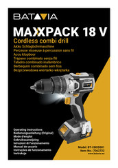 Batavia MAXXPACK 18 V BT-CBCD001 Operating Instructions Manual