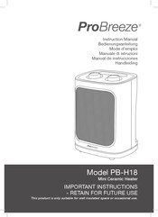 ProBreeze PB-H18 Instruction Manual